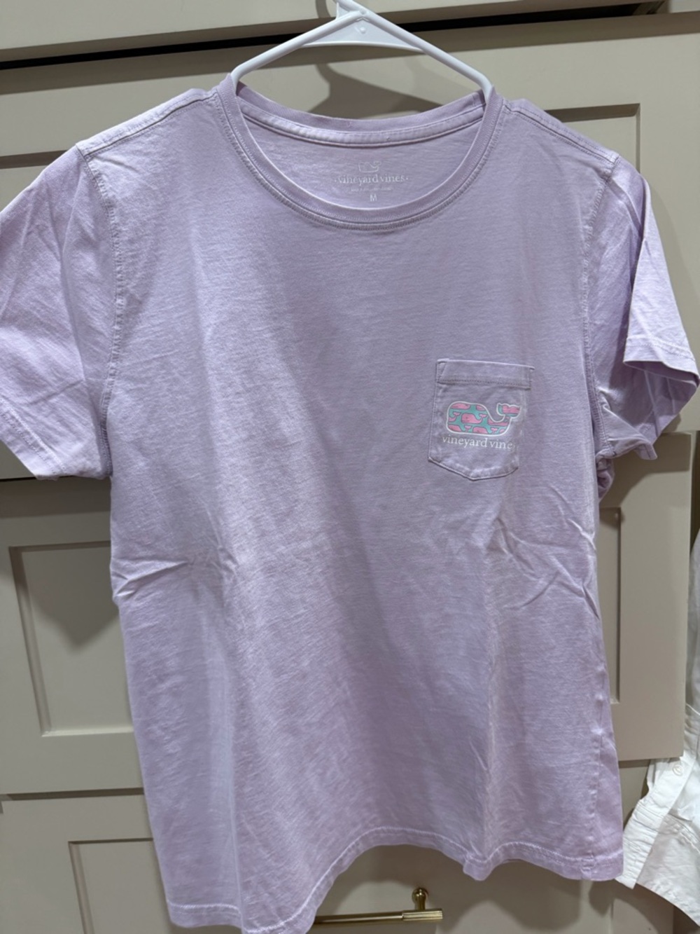 Vineyard Vines Pastel Lilac Pocket Tee with Whale Patch